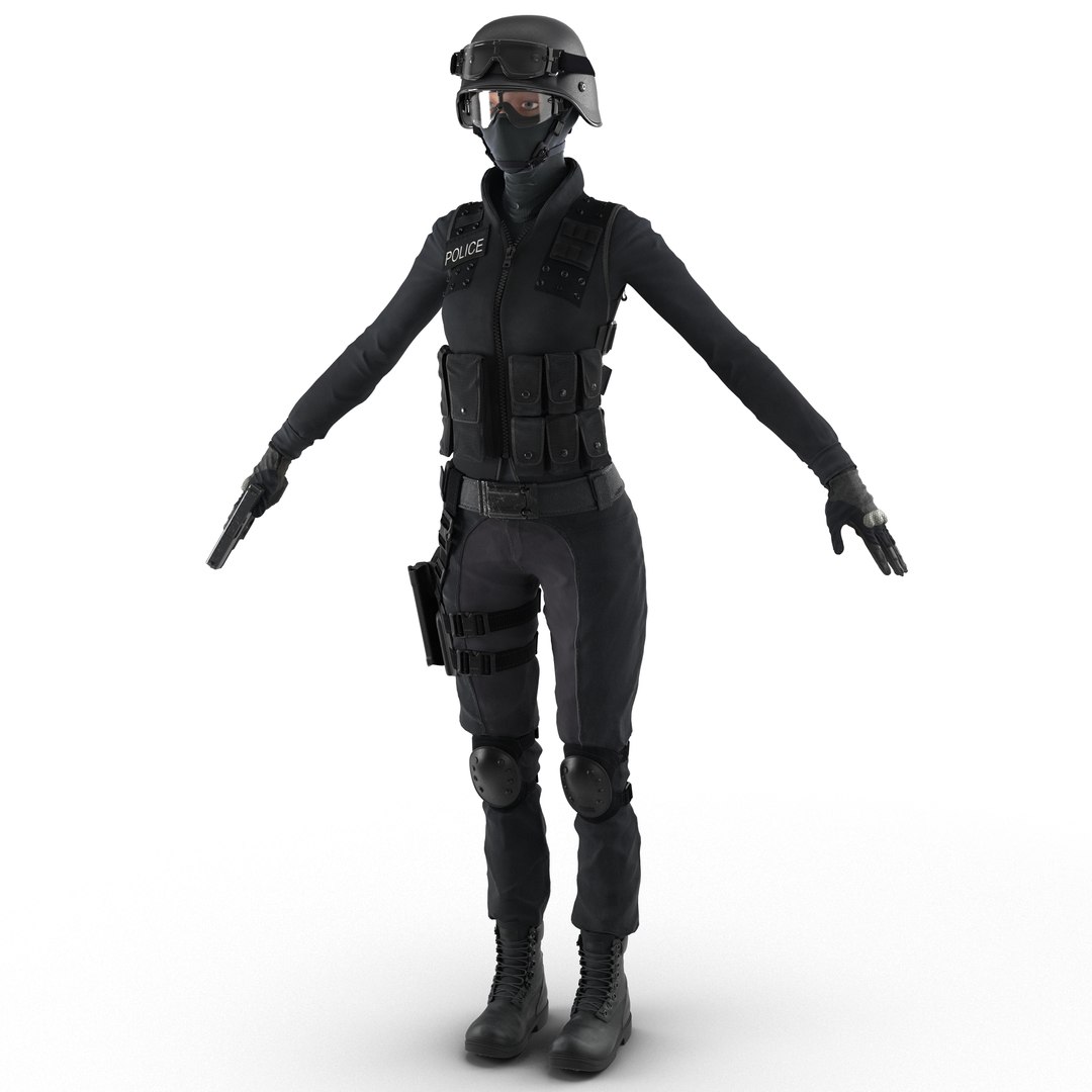 SWAT Police Officer Woman European 3D model preview