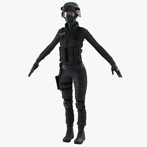 swat police officer woman 3d model
