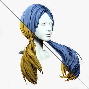 Female Hair - Sleek Pigtail 3D model