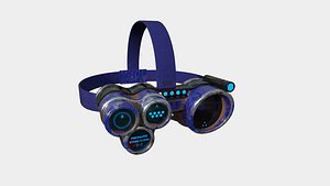 3D SciFi Glasses J10 Blue - Character Design Fashion model