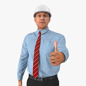 Construction Engineer in Hardhat  Rigged 3D Model