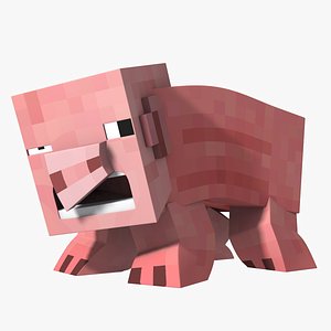 minecraft pig character rig 3D model
