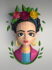 3D Frida Kahlo - Templates for paper model PDF DXF