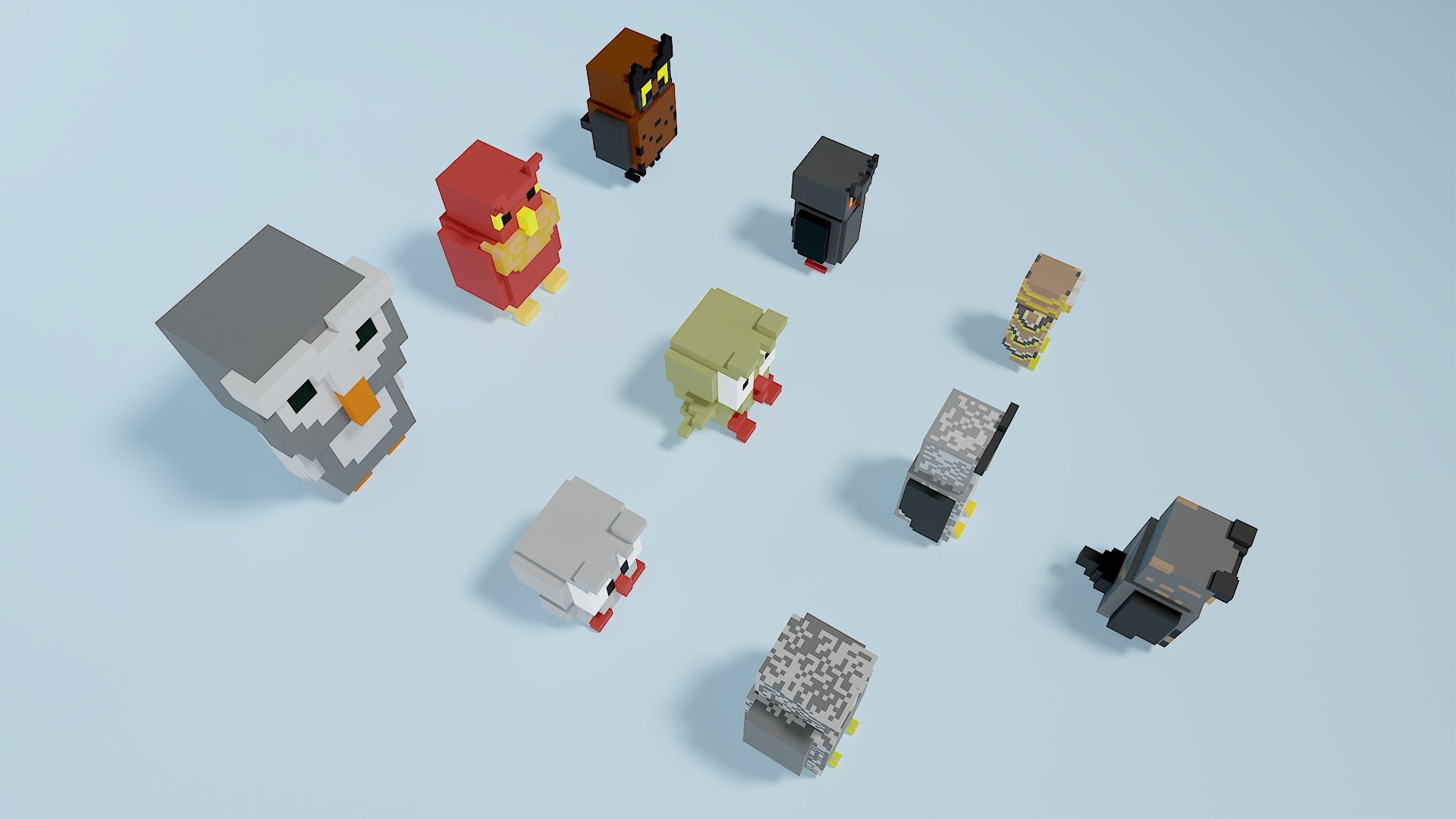 Owl voxel art pack 3d model 3D model - TurboSquid 2182435