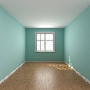 3D Blank Interior with Window and Door Mint model