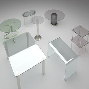 7 glass tables 3D model
