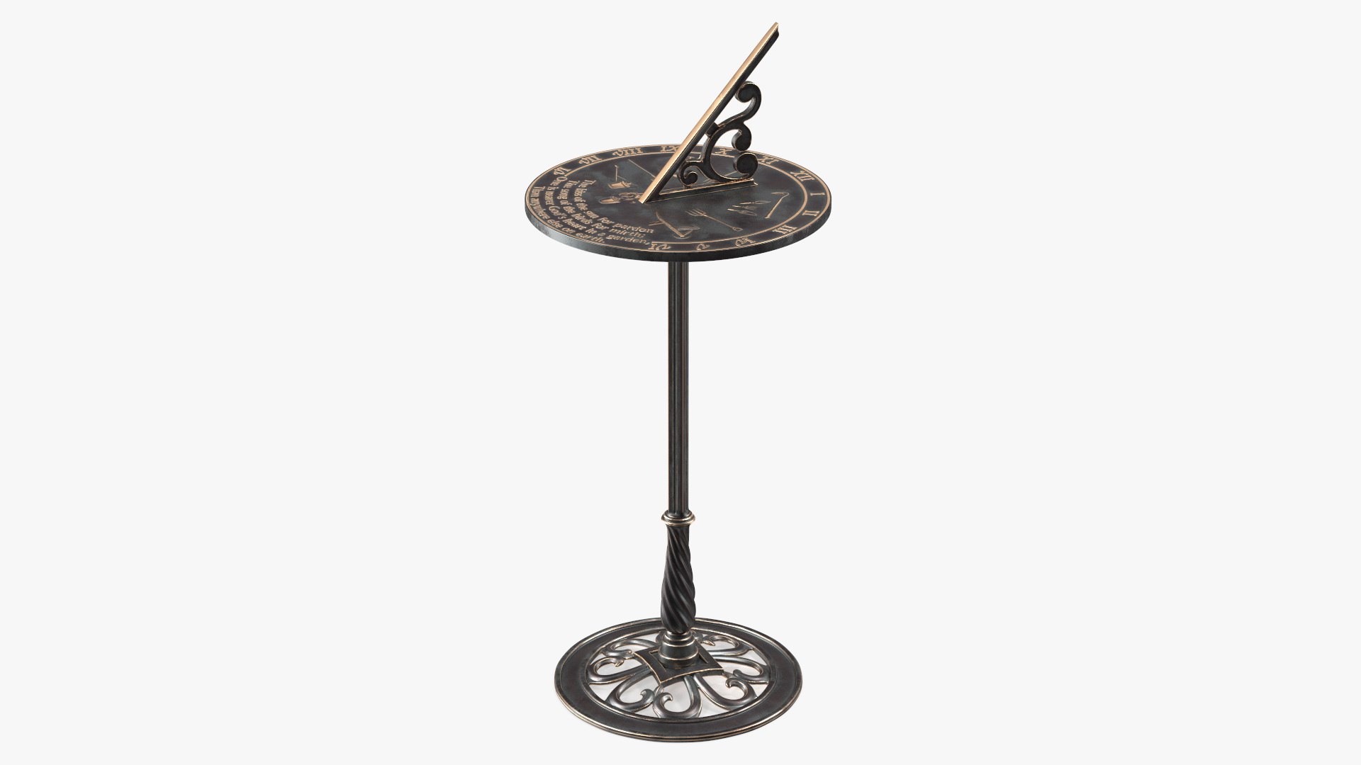 Solid Brass Sundial on Pedestal 3D model preview