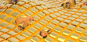 3D model gold golden fluid wallpapers