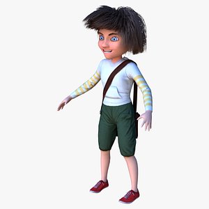 3d model cartoon boy character pbr