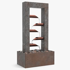 3D Rectangular Indoor Fountain with Stone Base model