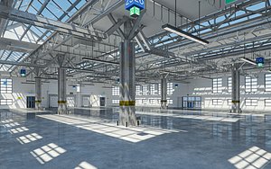 interior exterior warehouse modeled 3D