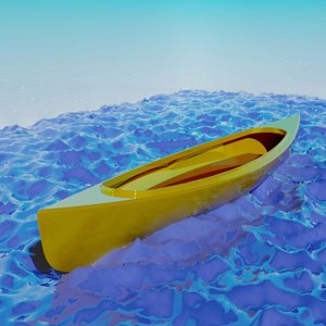 Simple Canoe on Sea 3D model