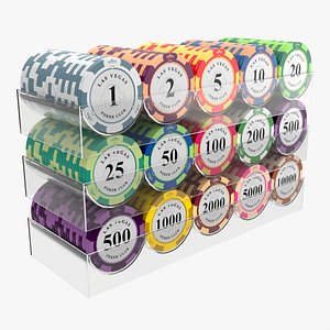 Poker Chips With Clear Box Casino Coins 3D
