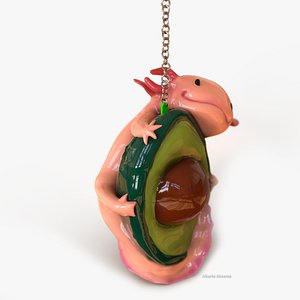 Cute Axolotl Avocado Keychain STL File for 3D Printing