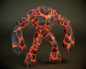 3d model magma golem rigged