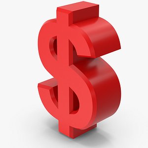 Red Dollar Symbol 3D