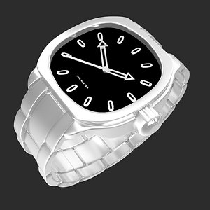 Metal Strap Silver Watch 3D model