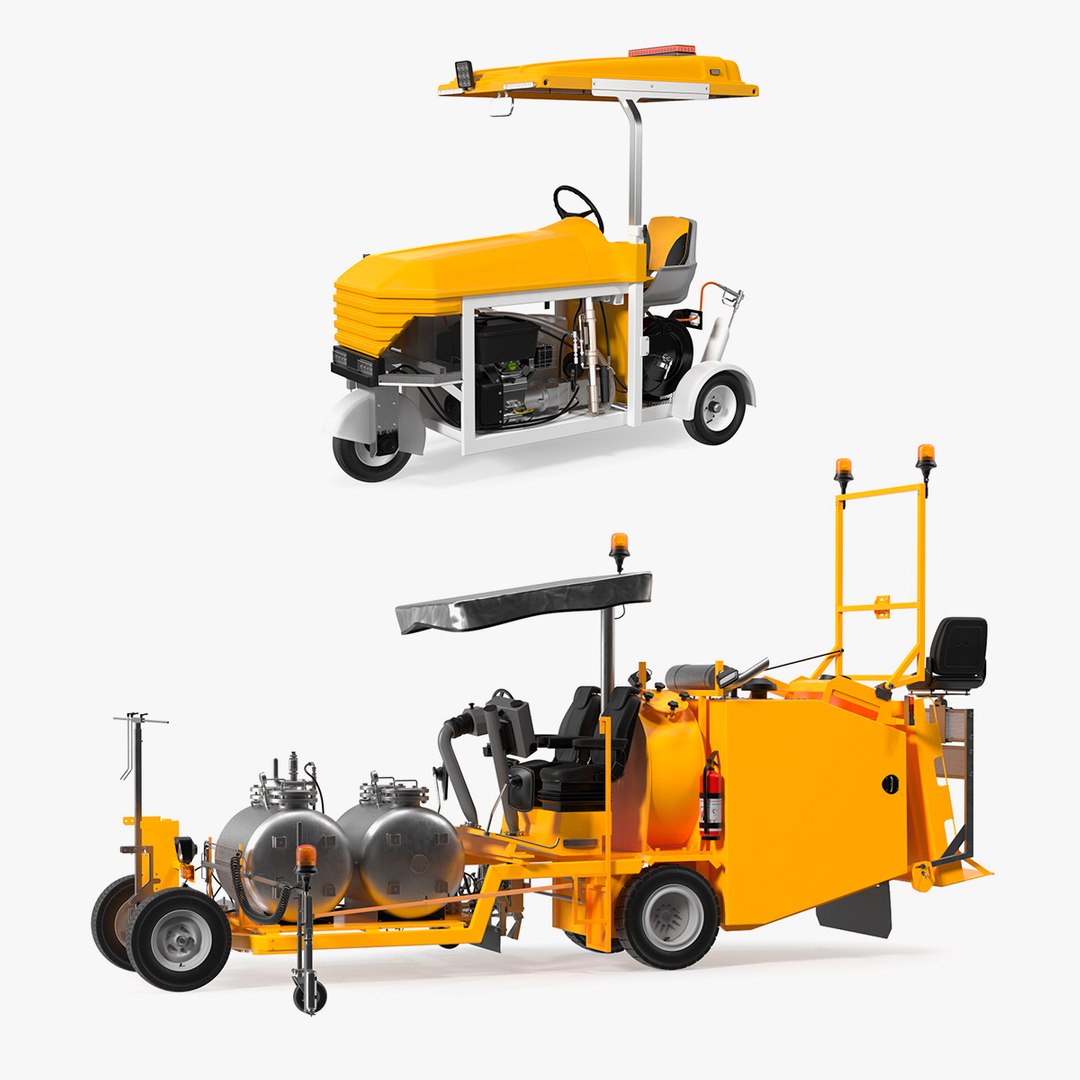 Road Line Marking Machines Collection 3D model preview