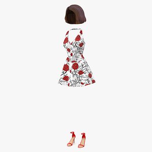 Girl Summer Dress with High Heel Shoes
