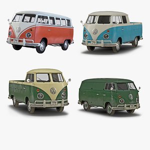Volkswagen Type 2 Simple Interior 3D Models Collection