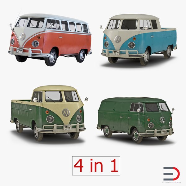Volkswagen Type 2 Simple Interior 3D Models Collection