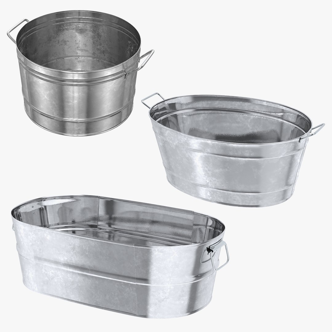 Galvanized Steel  Tub Collection 3D model preview