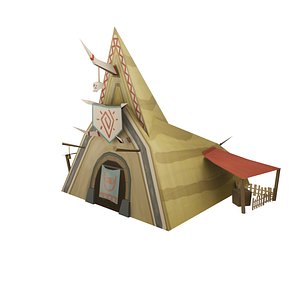 Hut of the barbarian hunter Low-poly 3D model