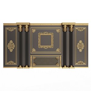 Boiserie Classic Wall with Mouldings 01 Black 3D