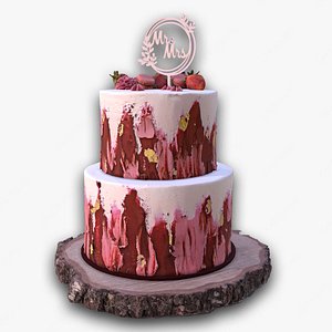 Elegant Mr and Mrs Berry Wedding Cake 3D model