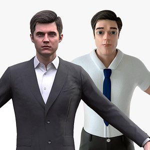 3D Realistic and Cartoon Business Man model