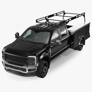 3D Pickup Chassis Cab Black with Service Body model