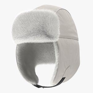 trapper hat white fur 3D