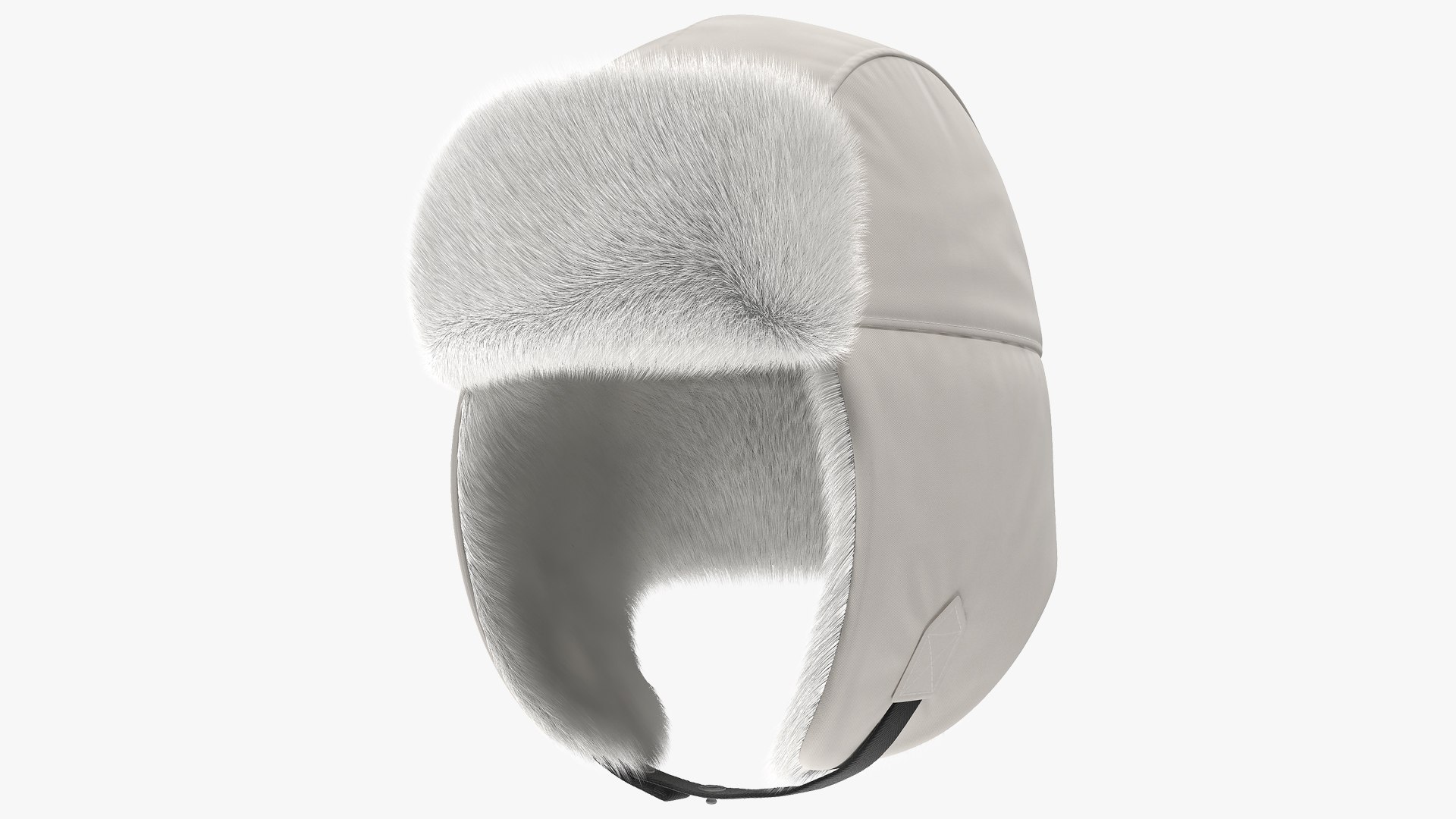 Trapper Hat White Fur 3D model preview