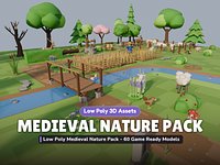Low Poly Medieval Nature Pack - 60 Game Ready Models