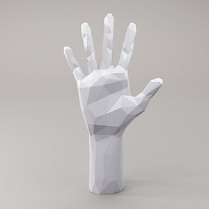 Hand Finger Counting 5 Low poly