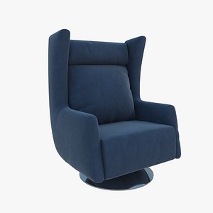 velvet blue armchair 3D