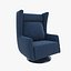 velvet blue armchair 3D