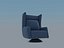 velvet blue armchair 3D