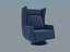 velvet blue armchair 3D