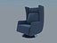velvet blue armchair 3D