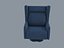 velvet blue armchair 3D