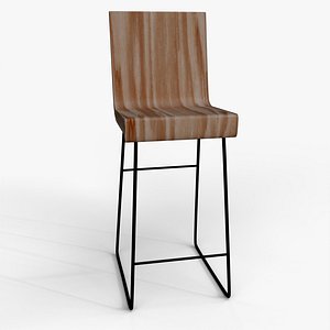 3D model Modern Wooden Bar Stool 3D Model