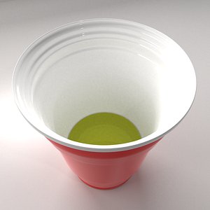 Red Plastic Cup with Half Liquid model