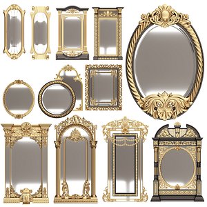 3D Carved Classic Mirror Collection model