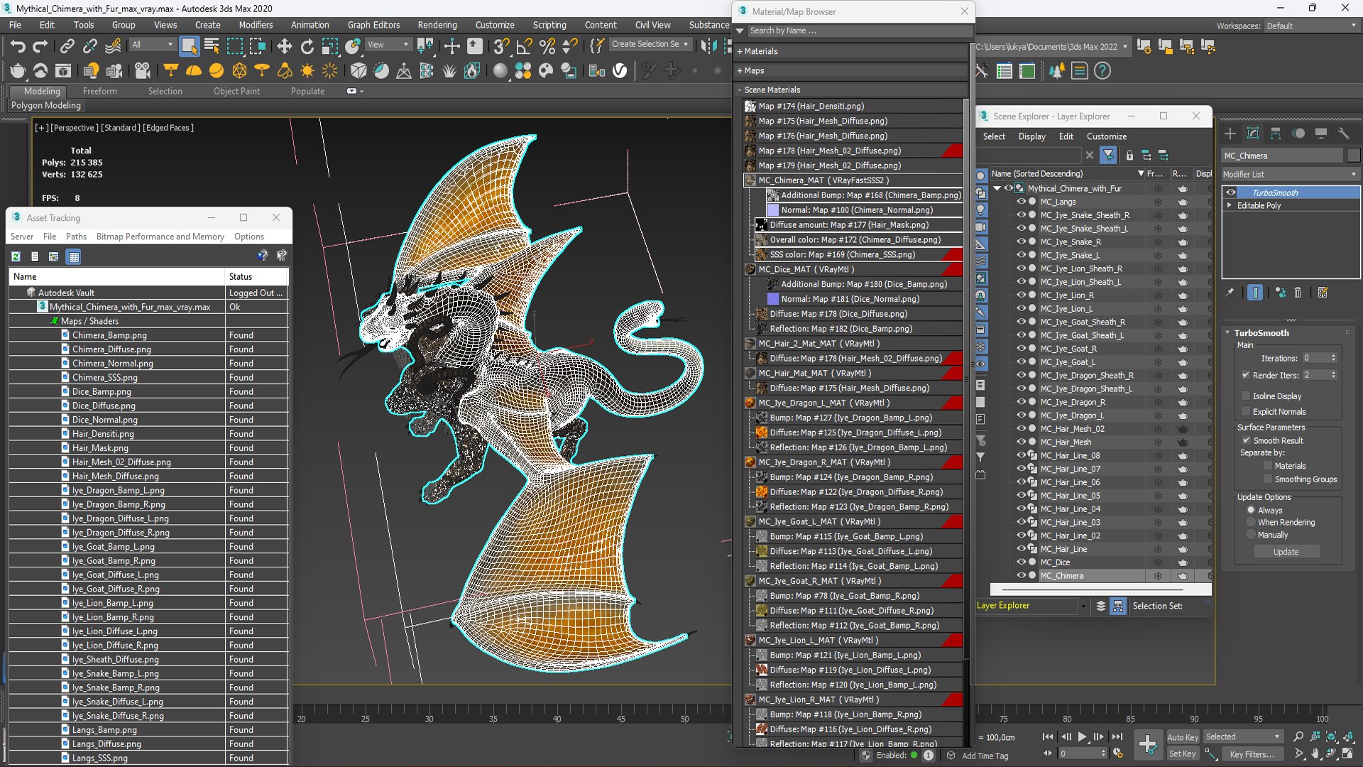 Mythical Chimera With Fur 3D Model - TurboSquid 2322245