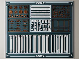 Classical Architectural Ornament  Column Collectio 3D model