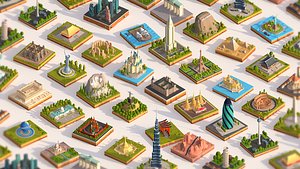 Polygonia Cartoon Low Poly Landmarks Mega Pack