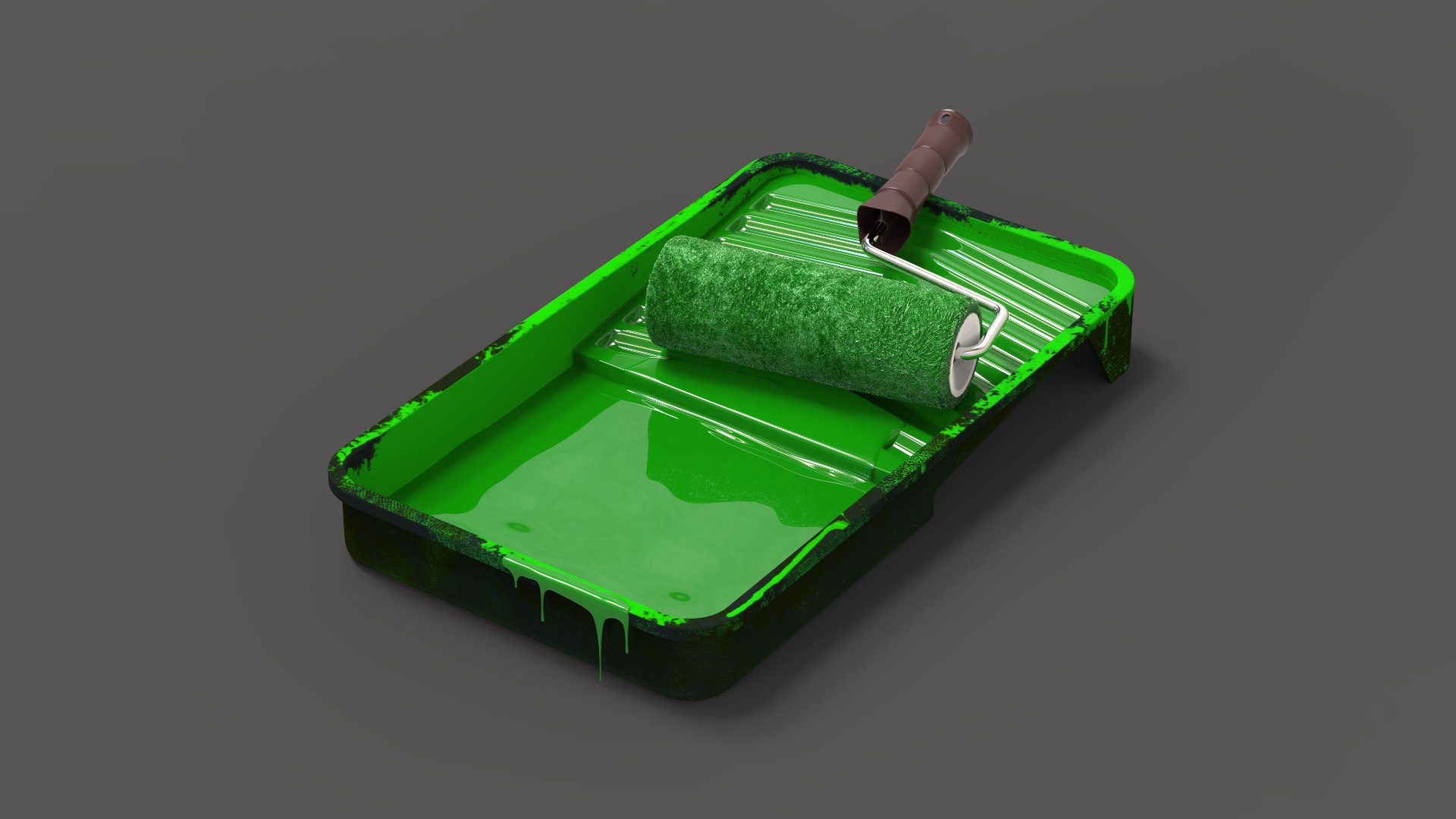 Roller Paint Brush With Tray 3D model TurboSquid 2058715