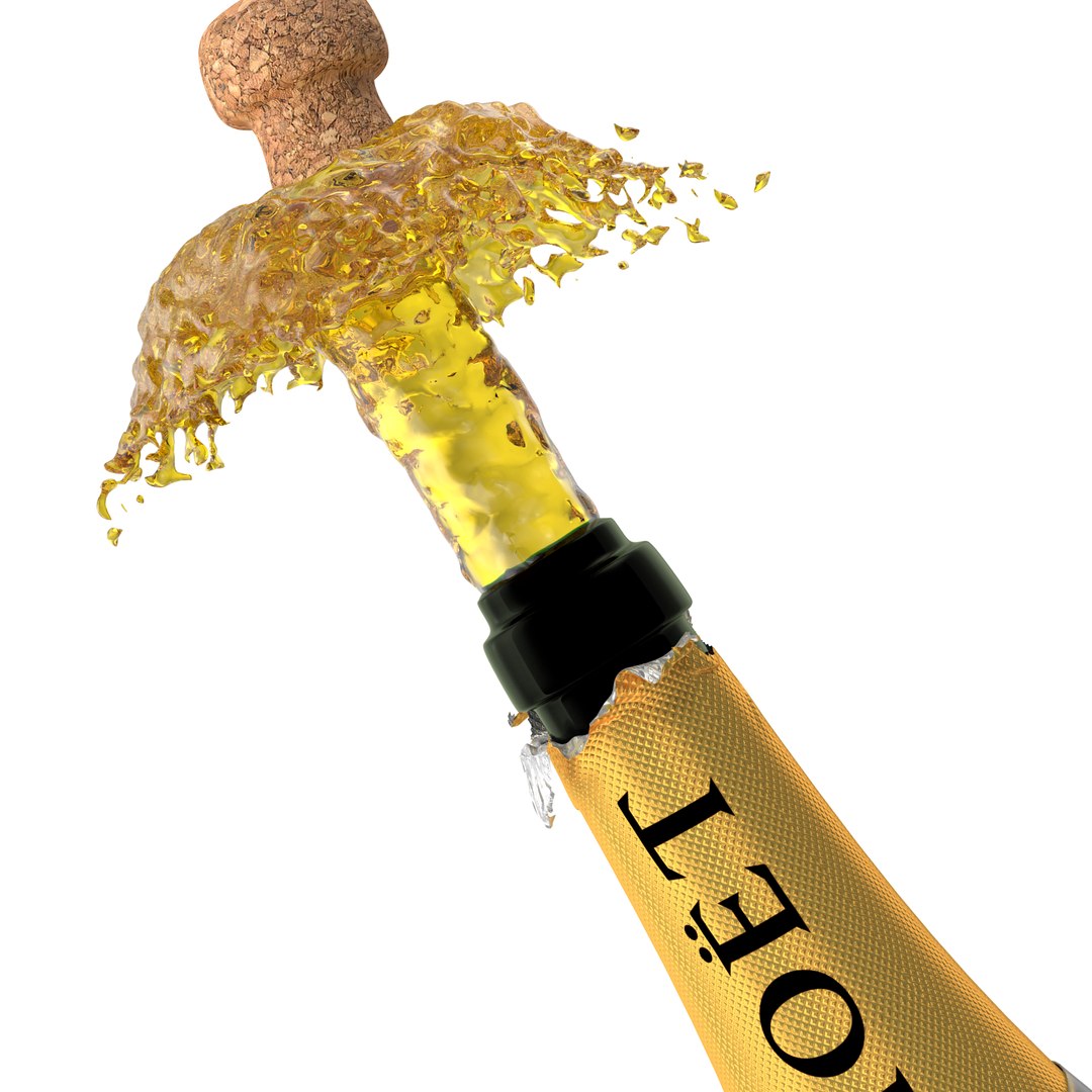 champagne cork pop 3d model