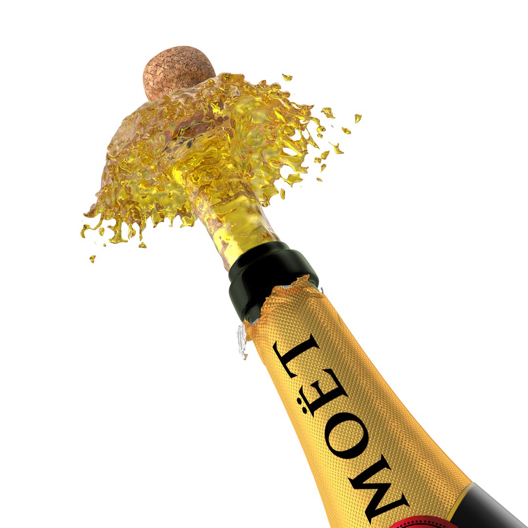 champagne cork pop 3d model